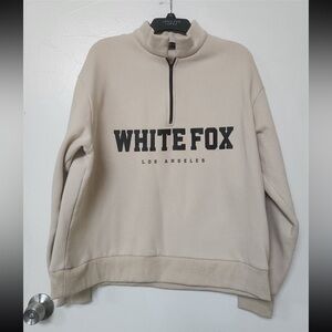 White Fox 1/4 zip beige pullover sweatshirt, oversized sweater size S/M